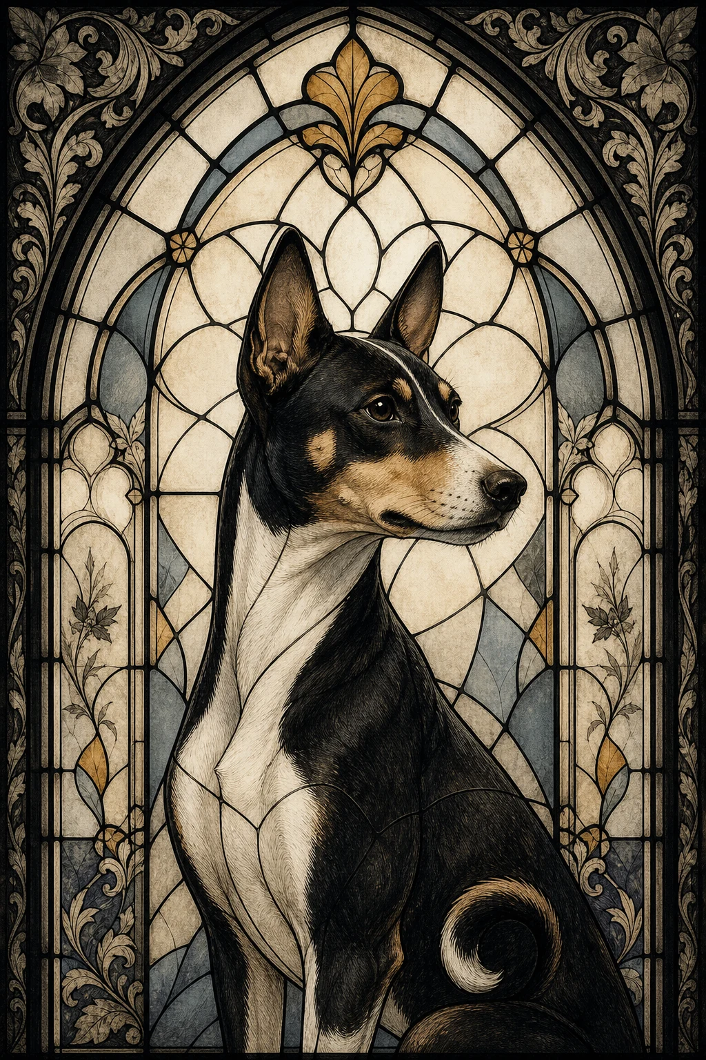 Kito the Basenji — Vintage Victorian pet portrait