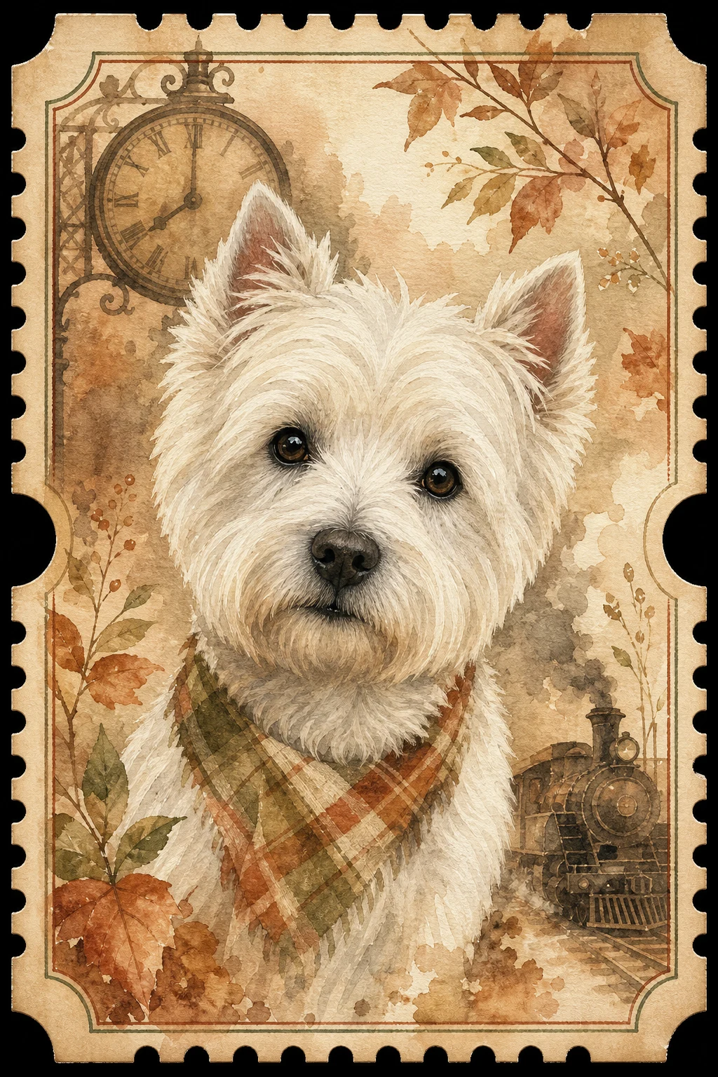 Angus the West Highland Terrier — Watercolour Floral pet portrait