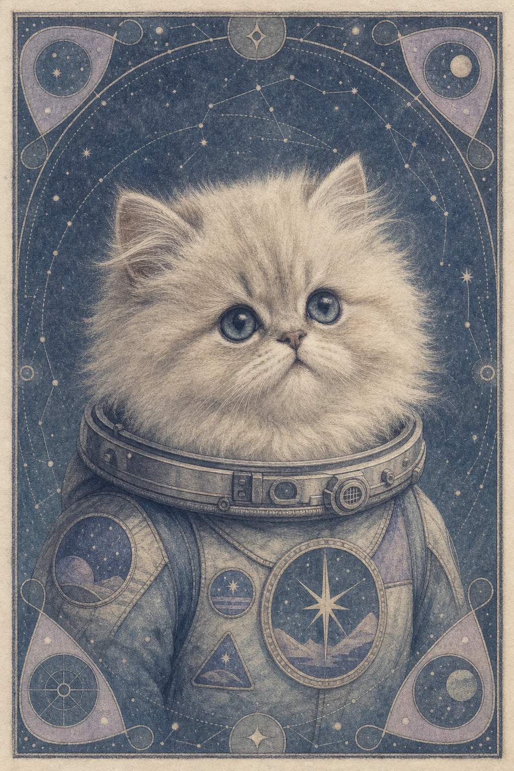Lumi the Persian — Aquatint Print pet portrait