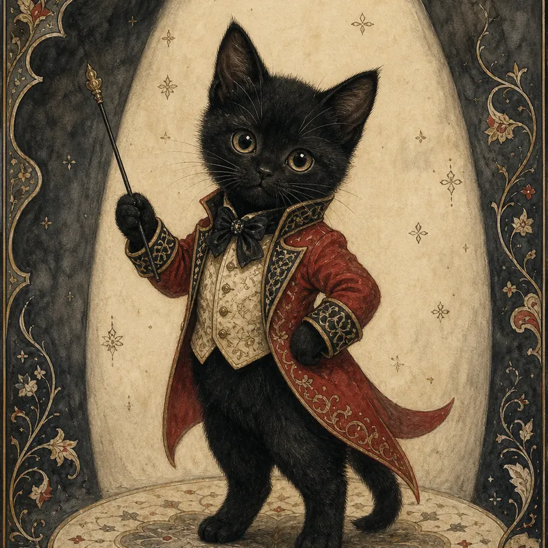 Black Cat portrait — bosnian ottoman miniature