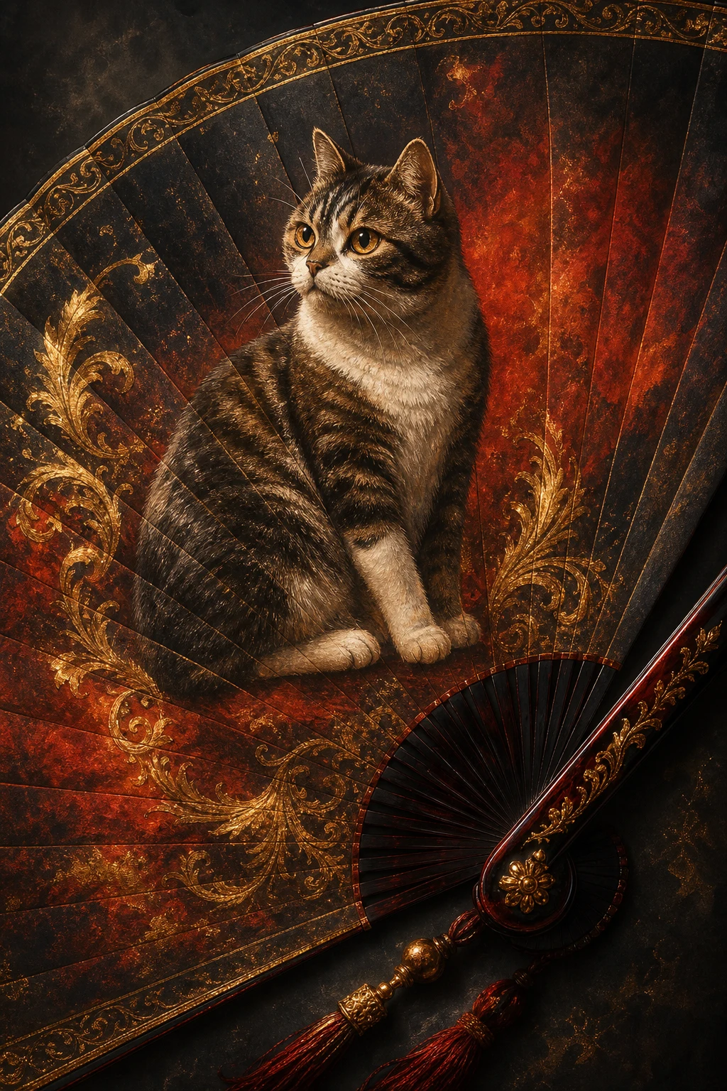 Tavish the Manx — Brazilian Baroque Gold Leaf pet portrait
