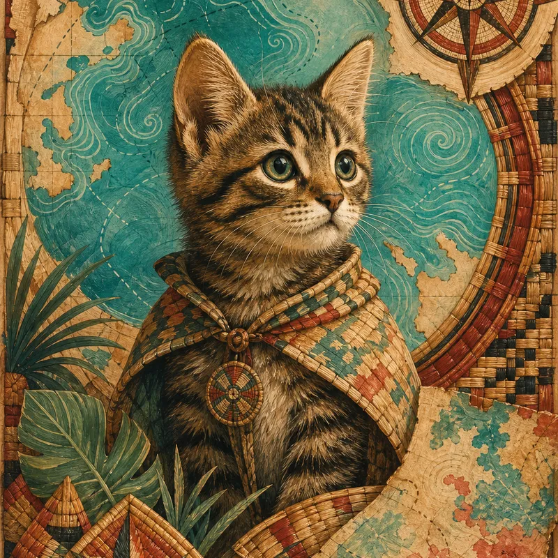 Tabby portrait — cherokee rivercane basketry