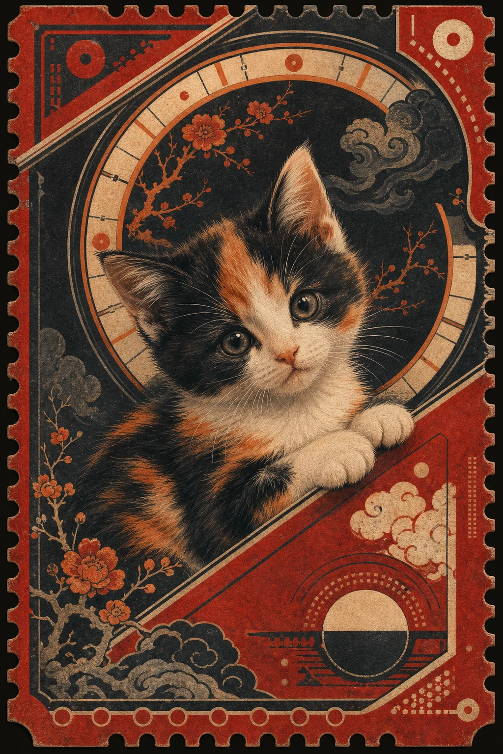 Pippa the Calico Cat — Chinoiserie pet portrait