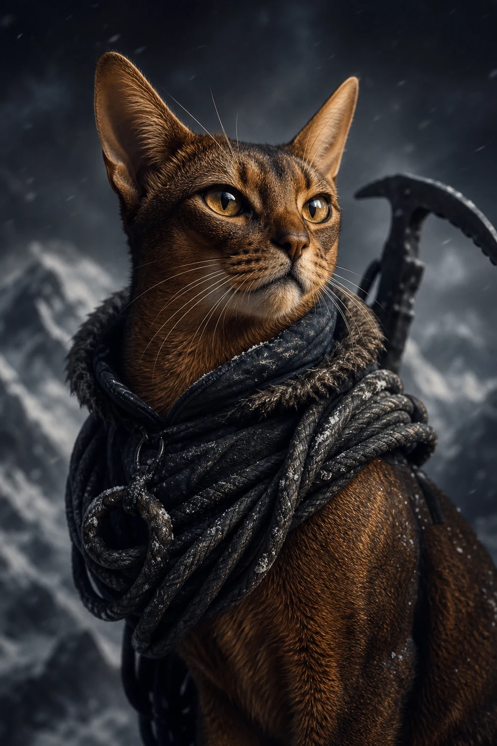 Sable the Abyssinian — Cinematic Character Realism pet portrait