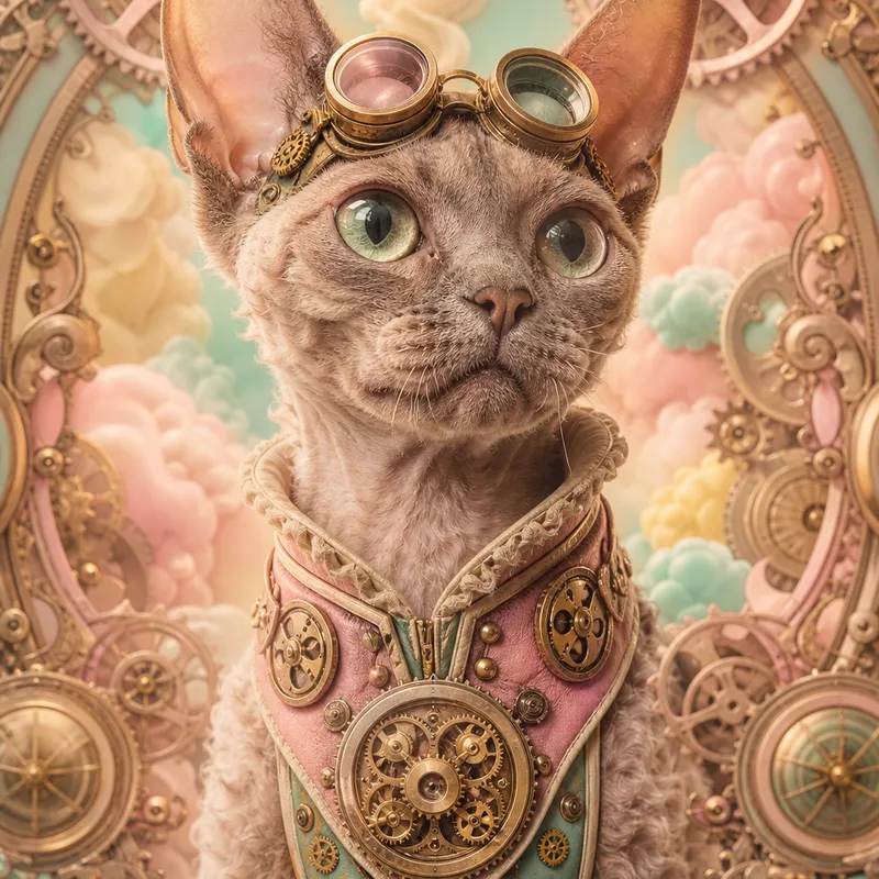 Devon Rex portrait — cinematic character realism