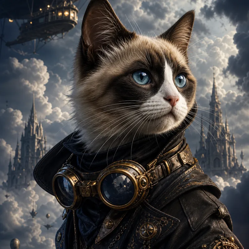 Snowshoe Cat portrait — cinematic character realism