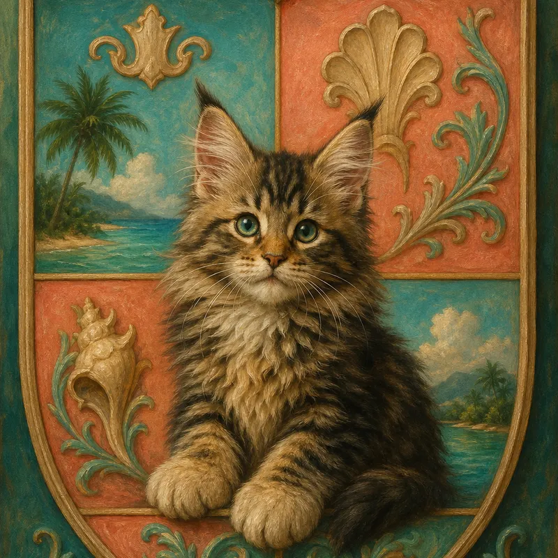 Maine Coon portrait — italian renaissance oil