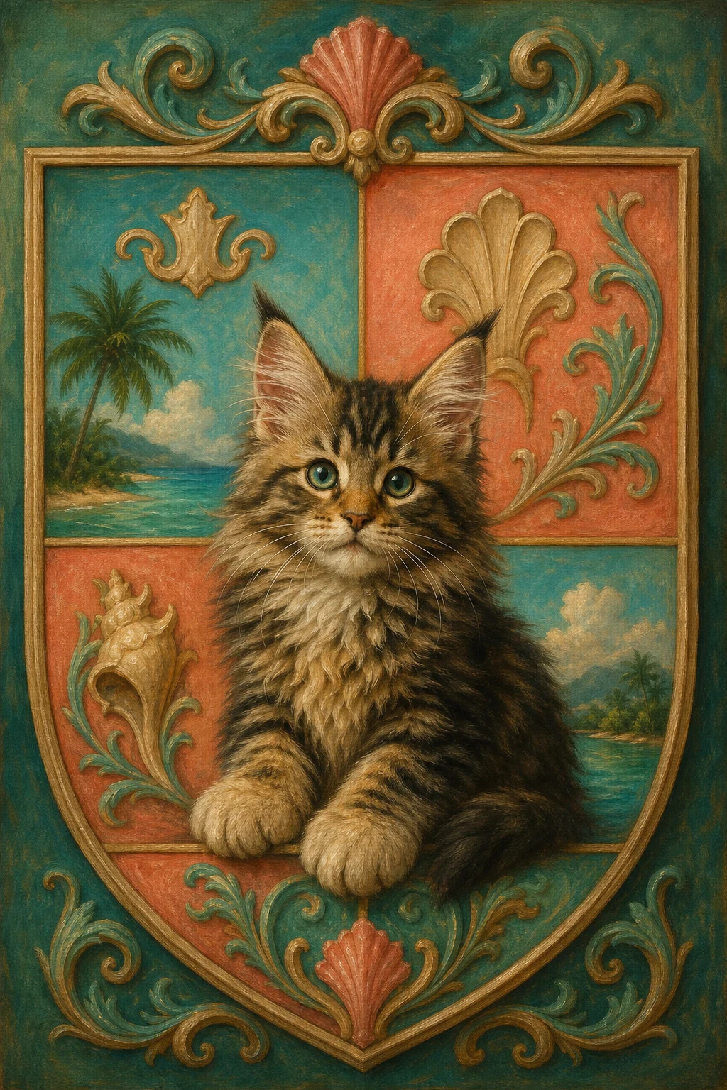 Marlo the Maine Coon — Italian Renaissance Oil pet portrait