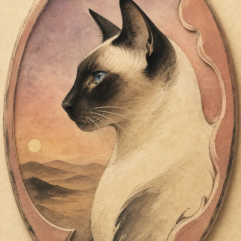 Siamese portrait — japanese sumi e