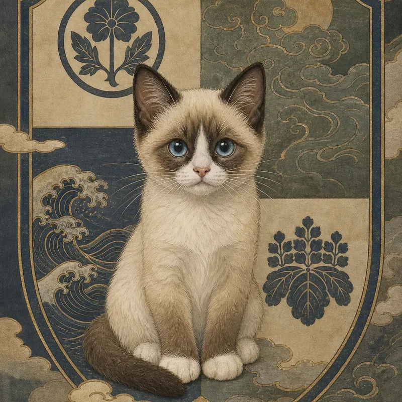 Snowshoe Cat portrait — japanese yamato e