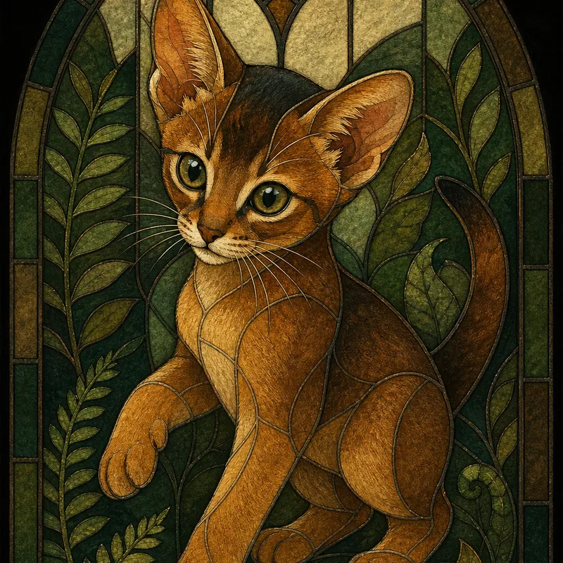 Abyssinian portrait — mongolian ordos egg tempera