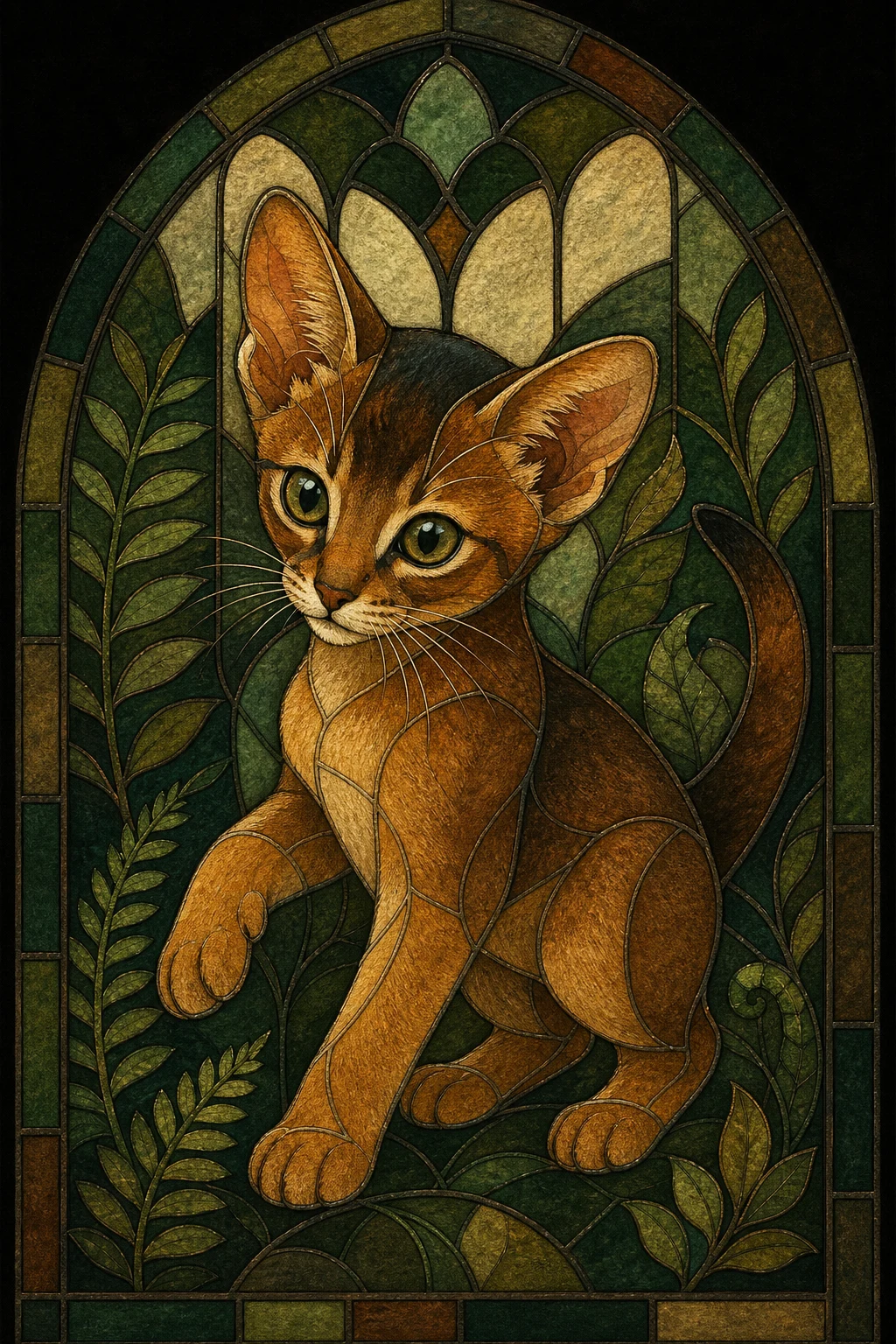Nima the Abyssinian — Mongolian Ordos Egg Tempera pet portrait
