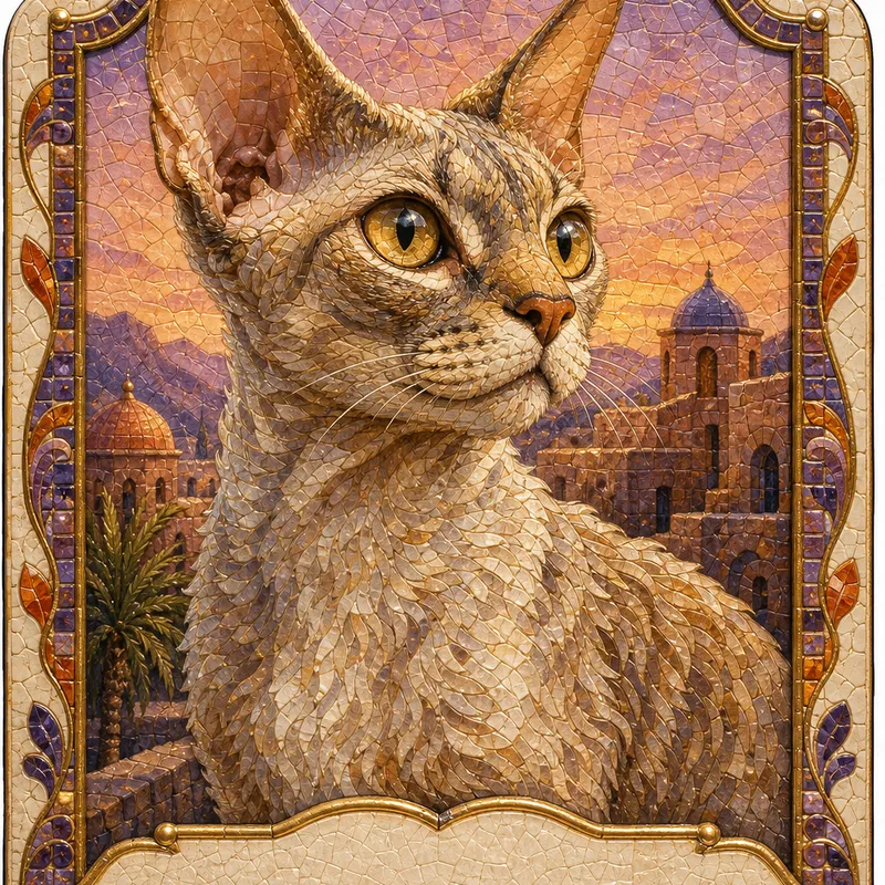 Devon Rex portrait — mosaic smalti