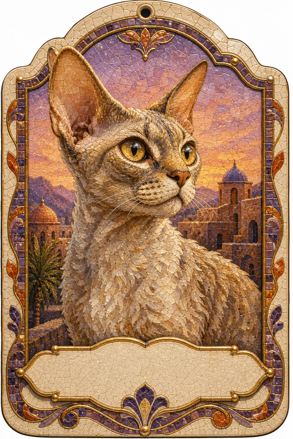 Marnie the Devon Rex — Mosaic Smalti pet portrait