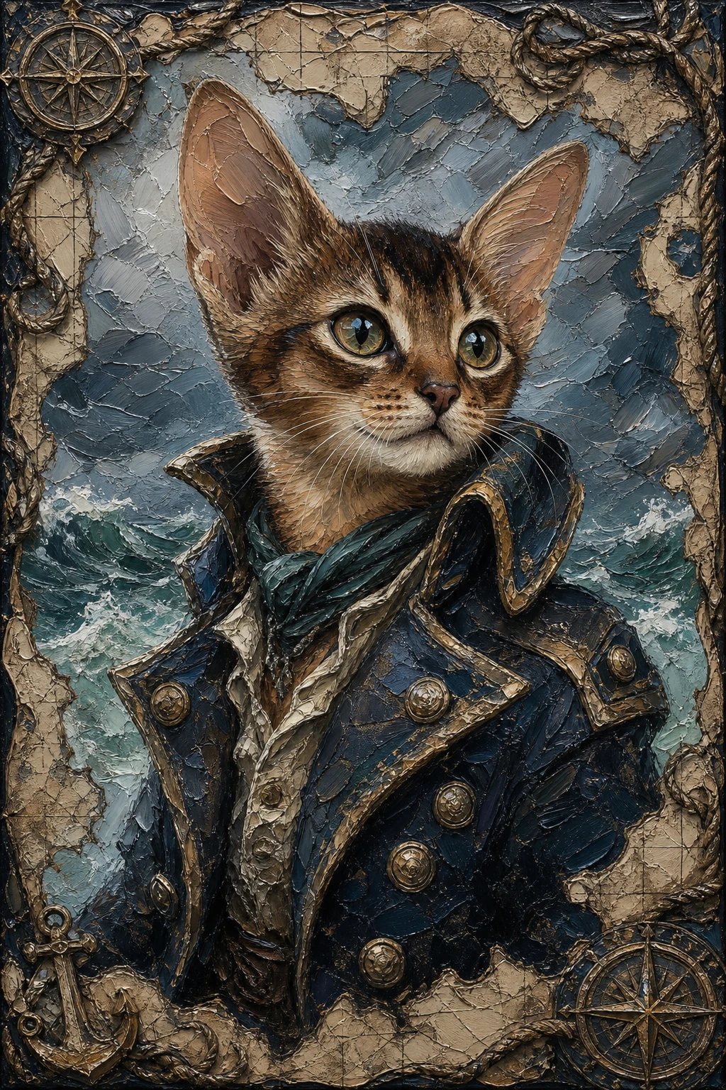 Kito the Abyssinian — Palette Knife Impasto pet portrait