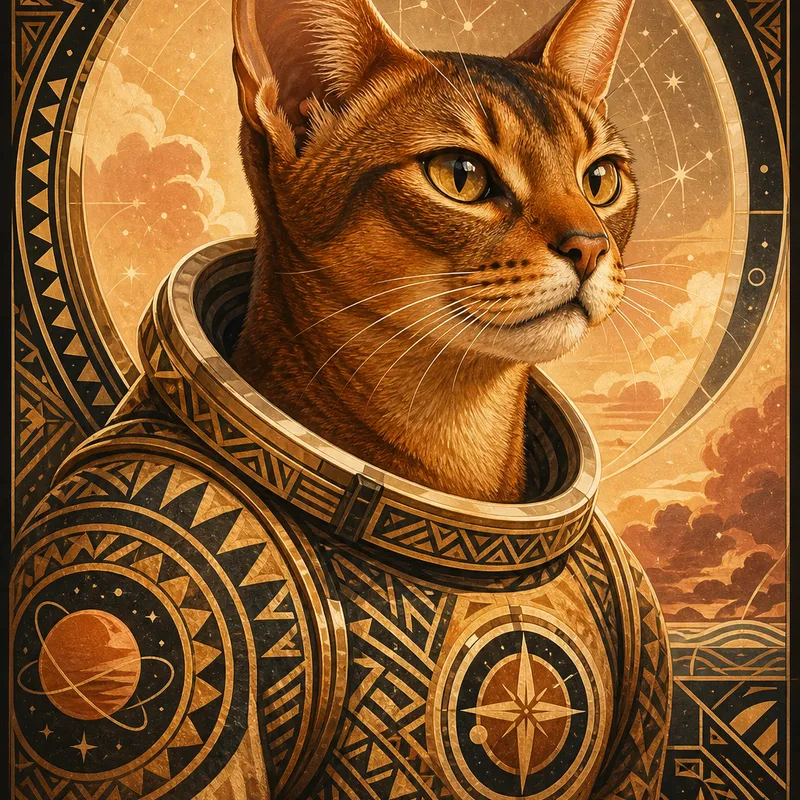 Abyssinian portrait — polynesian tattoo geometry