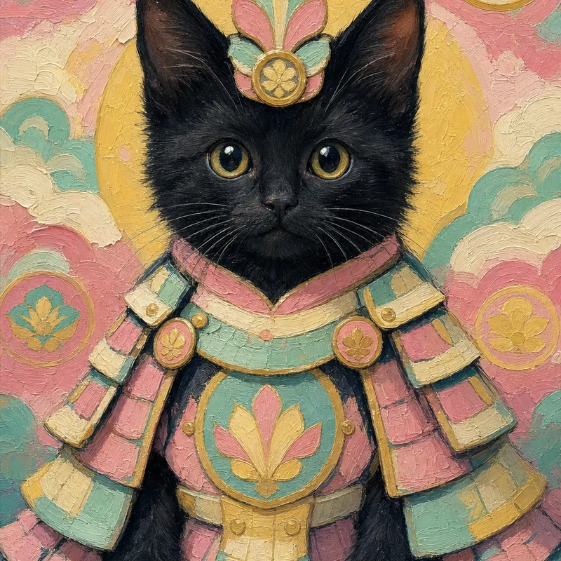 Black Cat portrait — postimpressionist oil