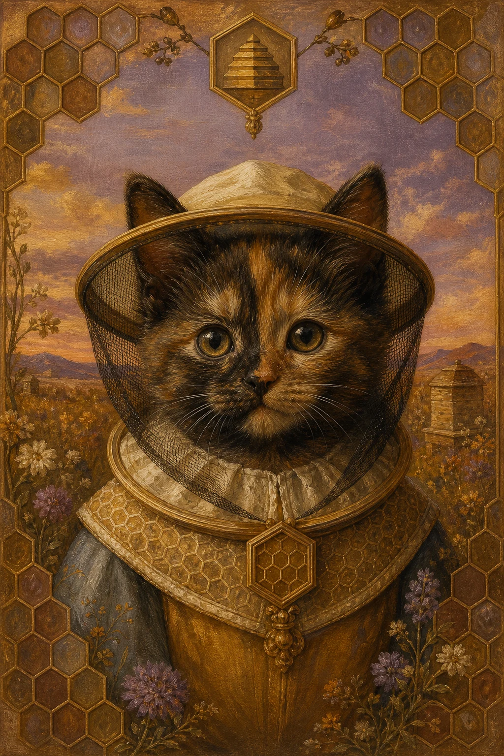 Mabel the Tortoiseshell Cat — Renaissance Oil pet portrait