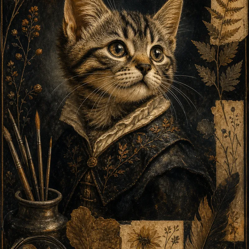 Tabby portrait — renaissance oil