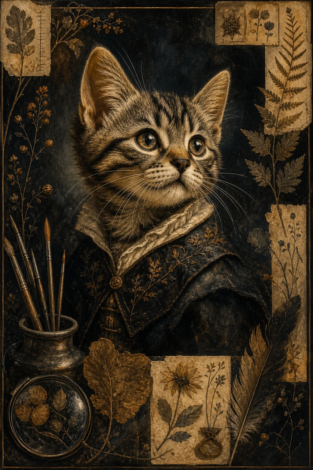 Fig the Tabby — Renaissance Oil pet portrait