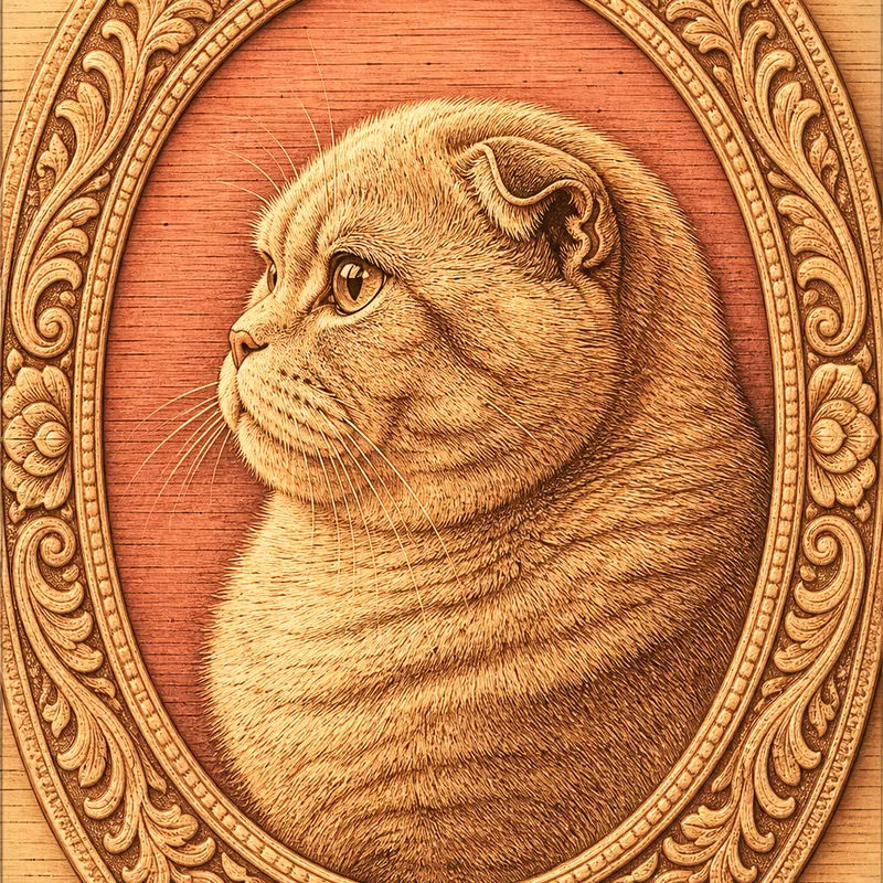 Scottish Fold portrait — sinhalese ola leaf