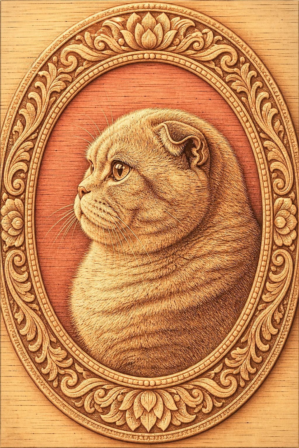 Ewan the Scottish Fold — Sinhalese Ola Leaf pet portrait