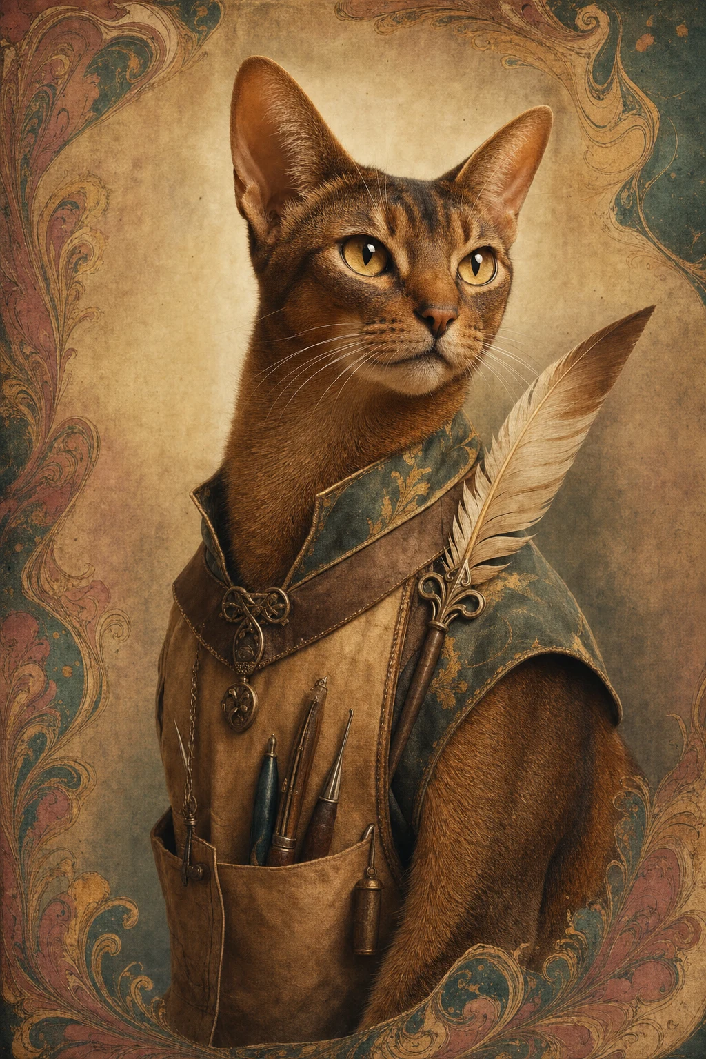 Saffron the Abyssinian — Studio Canvas Realism pet portrait
