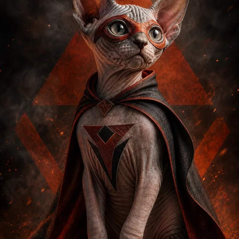 Sphynx portrait — studio canvas realism