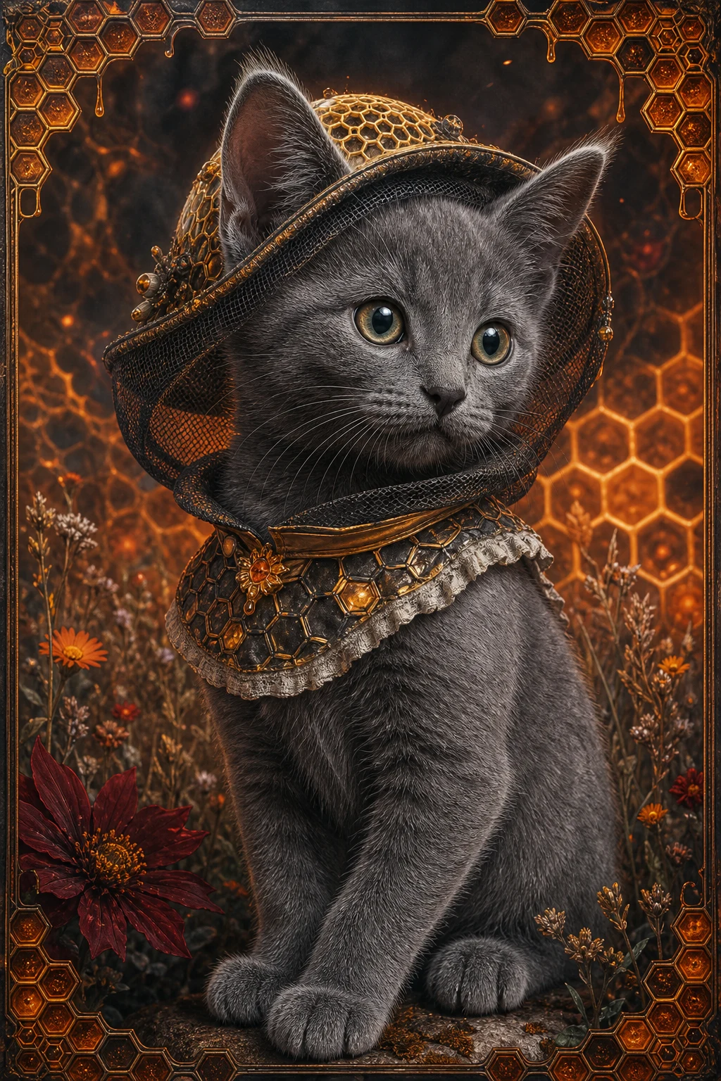Ash the Russian Blue — Studio Canvas Realism pet portrait
