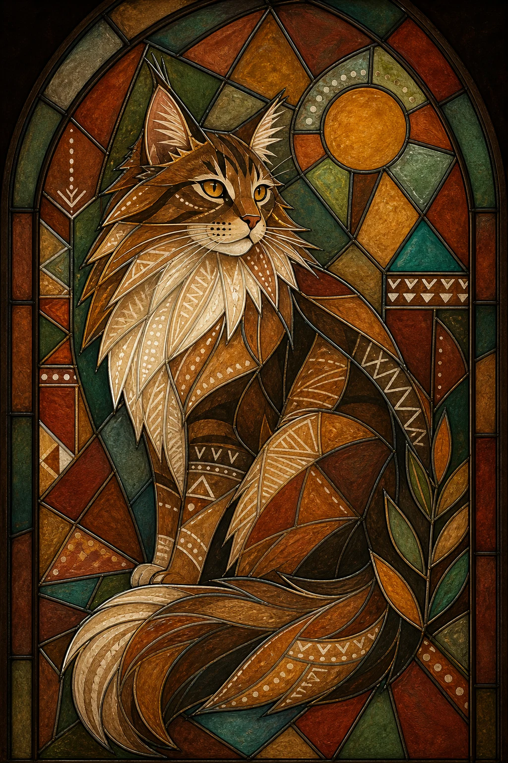Sigrid the Norwegian Forest Cat — Warli pet portrait