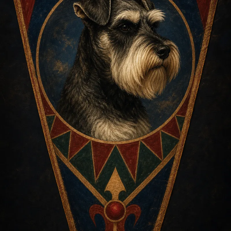 Miniature Schnauzer portrait — academic realism