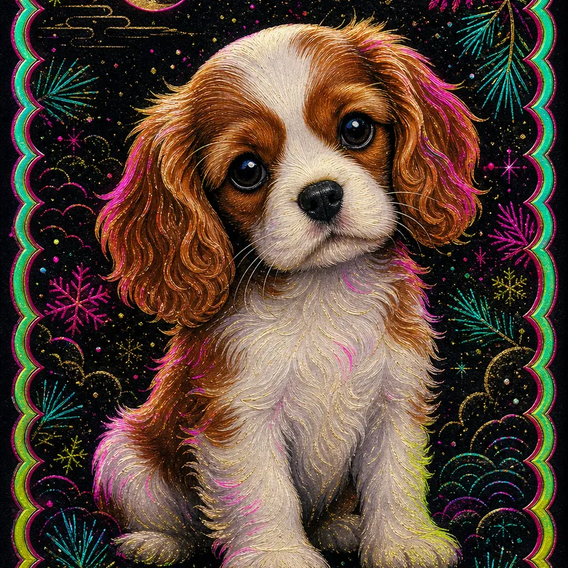 Cavalier King Charles Spaniel portrait — amatsu mikaboshi dark dog