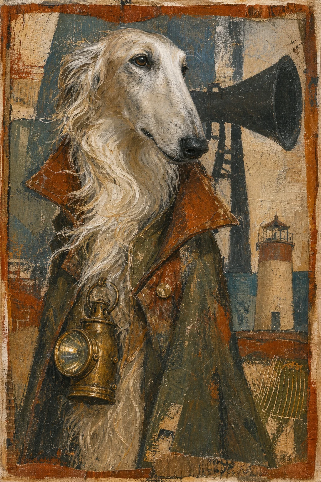 Caspian the Borzoi — Art Brut pet portrait