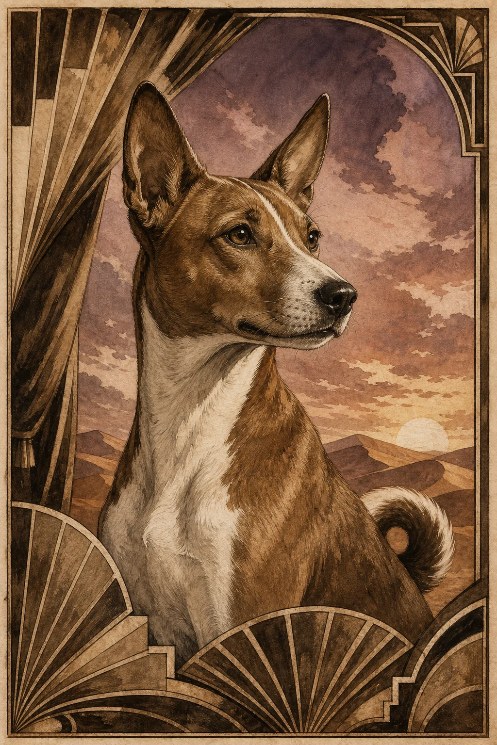 Kito the Basenji — Bistre Ink pet portrait