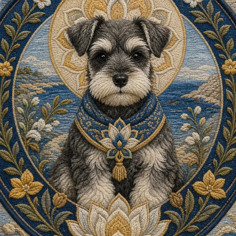 Miniature Schnauzer portrait — buddha s companion cat