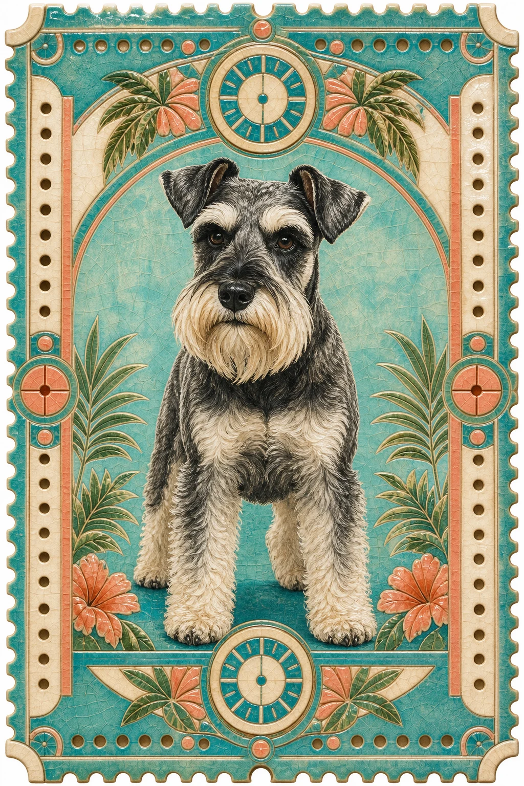Bruno the Miniature Schnauzer — Ceramic Tile Folk Art pet portrait