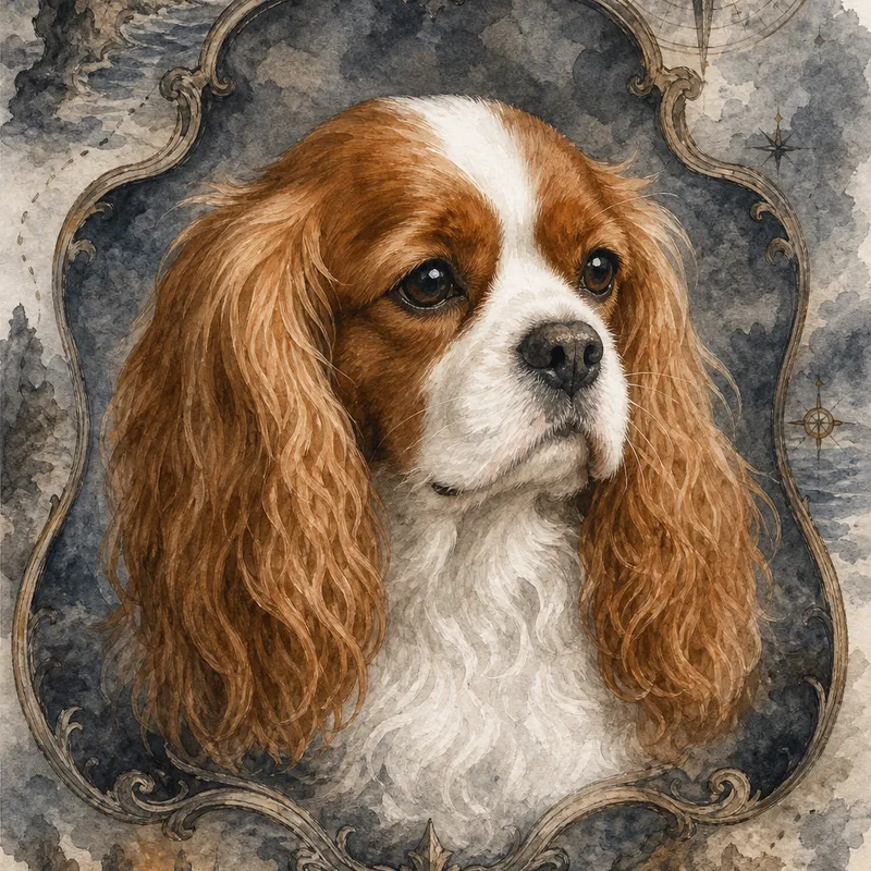 Cavalier King Charles Spaniel portrait — colombian bogota watercolor
