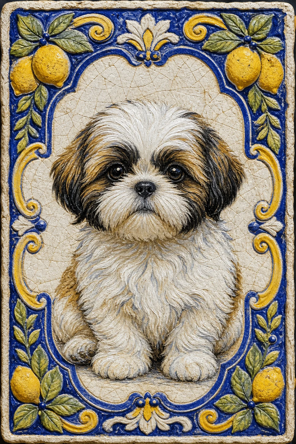 Lumi the Shih Tzu — Croatian Dalmatian Stone Carving Paint pet portrait