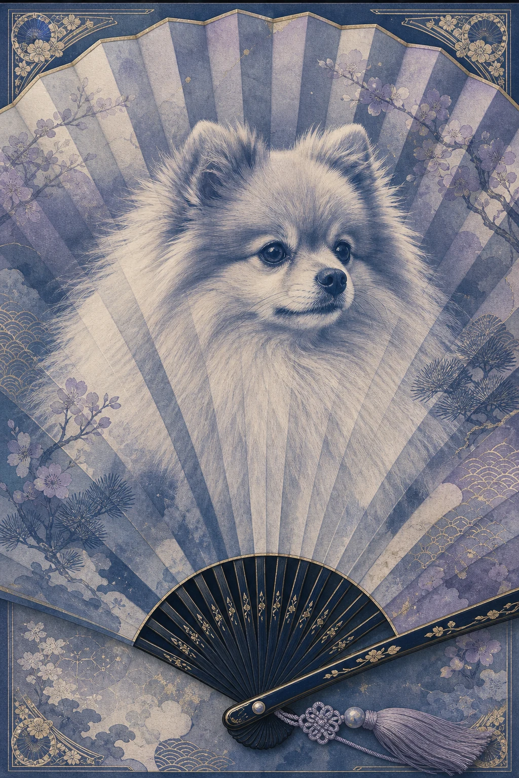 Lumi the Pomeranian — Cyanotype pet portrait