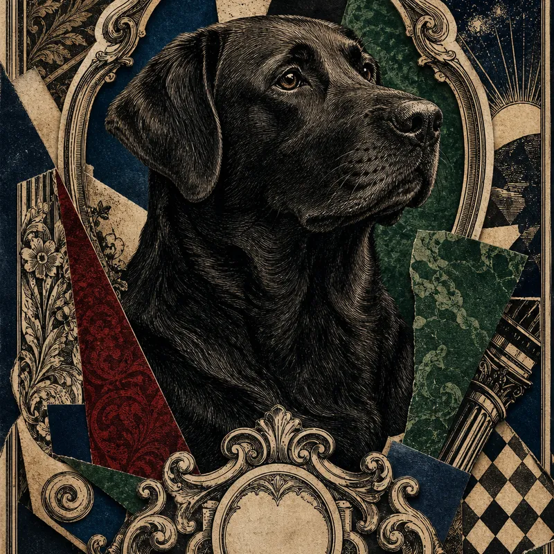 Labrador portrait — dada collage