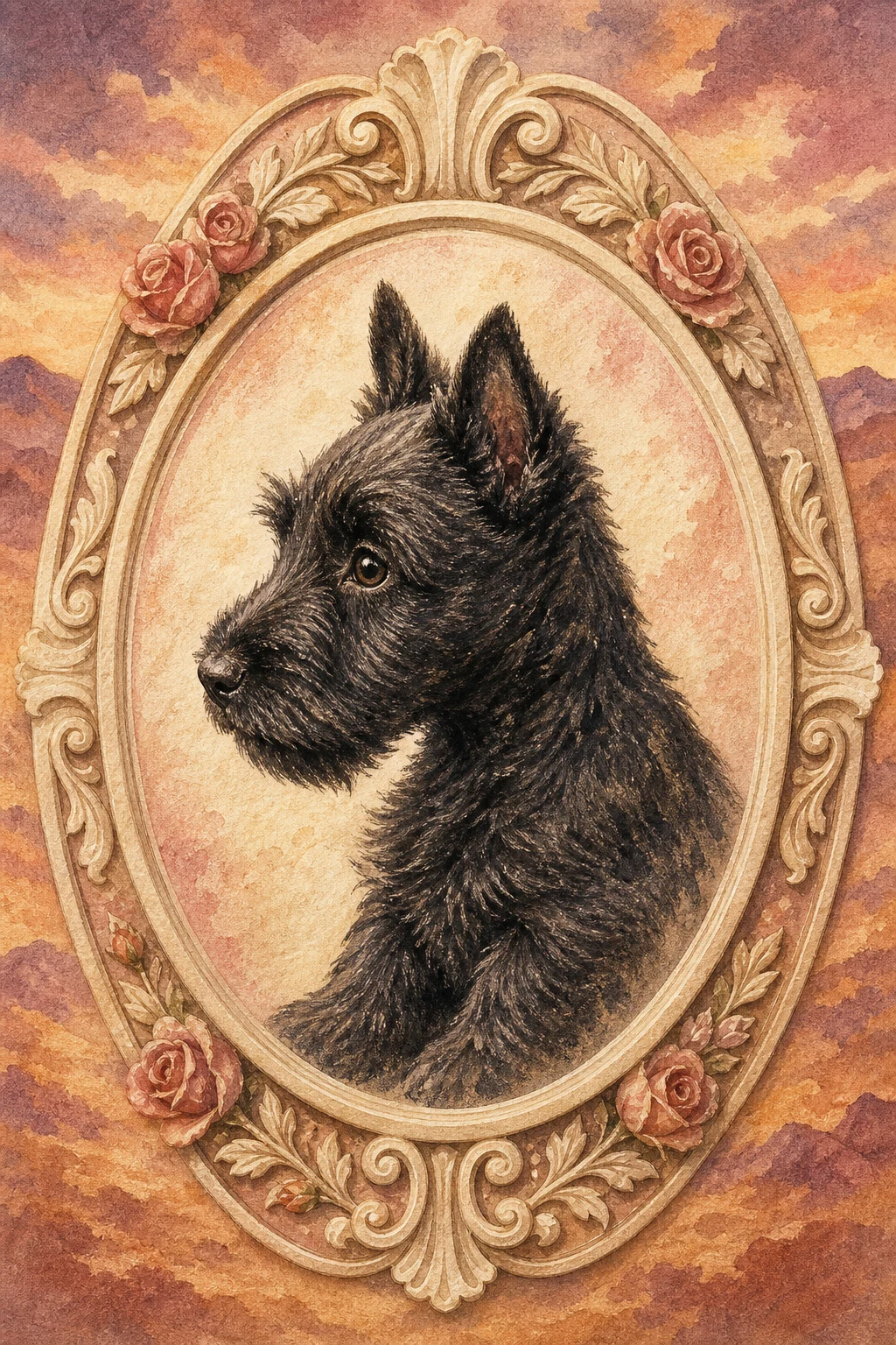 Isla the Scottish Terrier — Drybrush Watercolor pet portrait