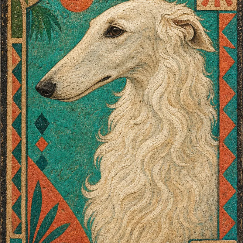 Borzoi portrait — fijian stone carving paint