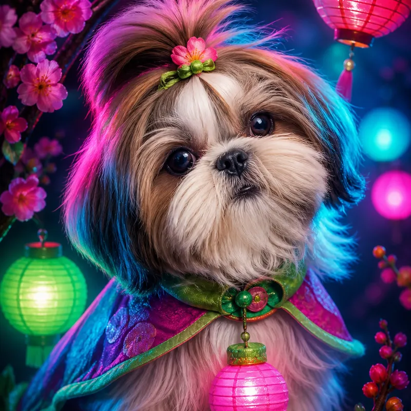 Shih Tzu portrait — fine art photoreal