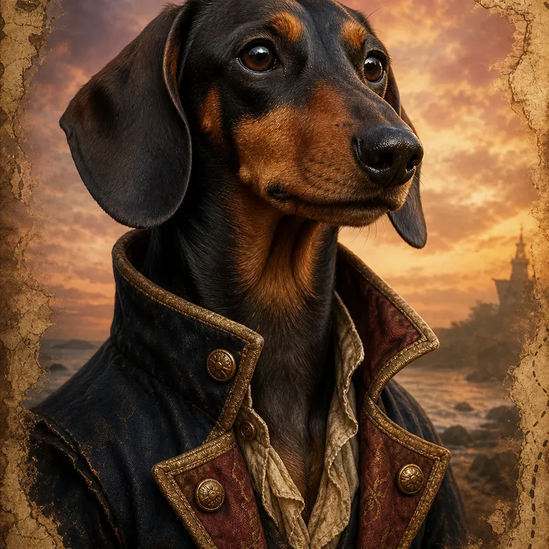 Dachshund portrait — fine art photoreal