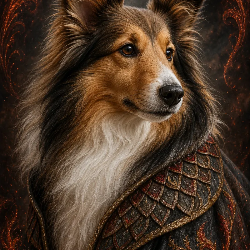 Sheltie portrait — fine art photoreal