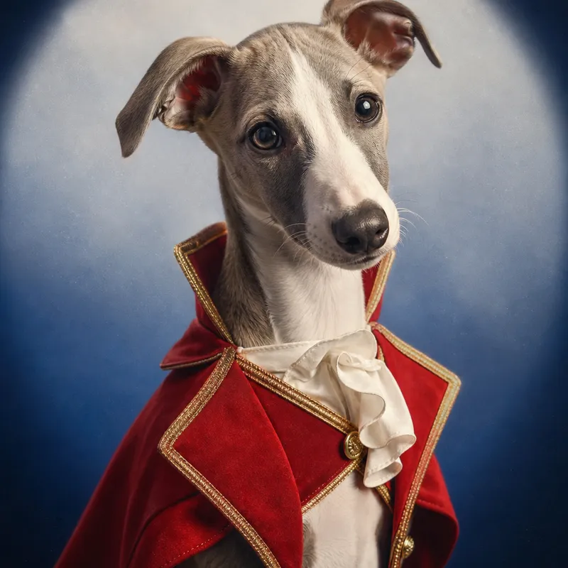 Whippet portrait — fine art photoreal