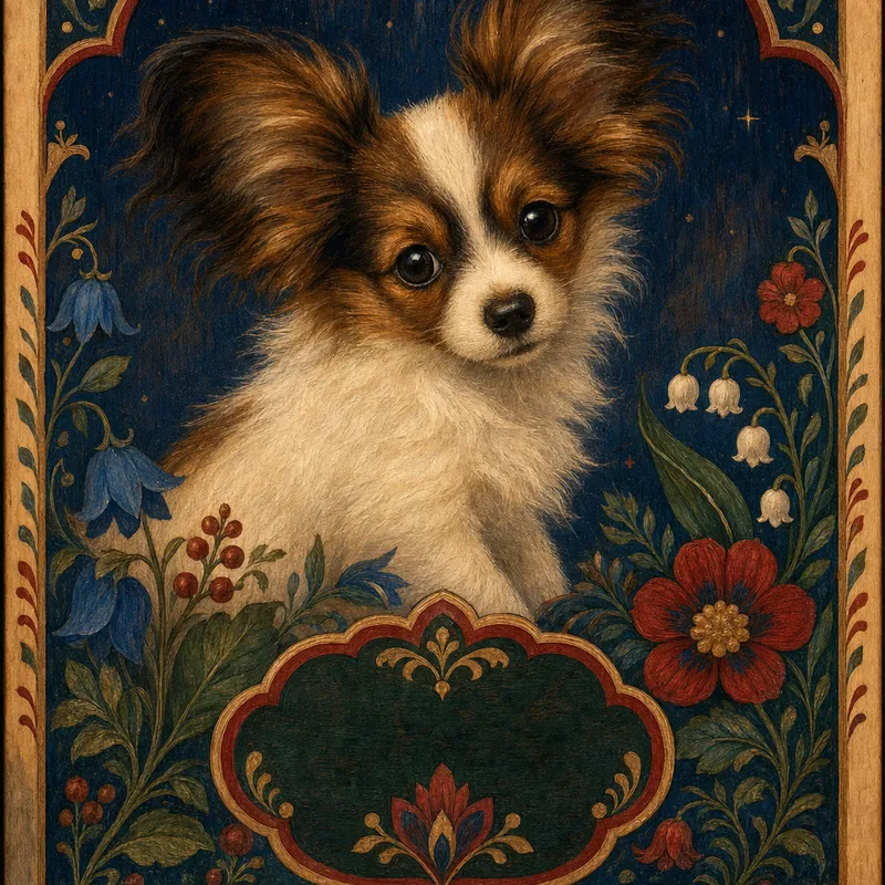 Papillon portrait — finnish kalevala wood painting