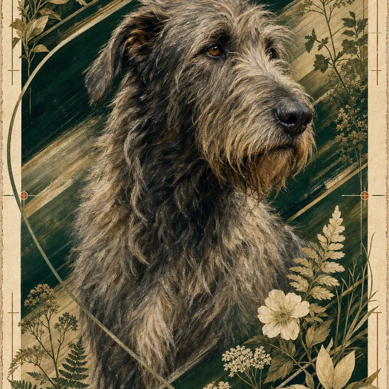 Irish Wolfhound portrait — futurist oil