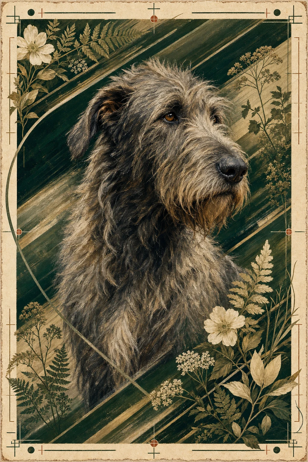 Finnegan the Irish Wolfhound — Futurist Oil pet portrait