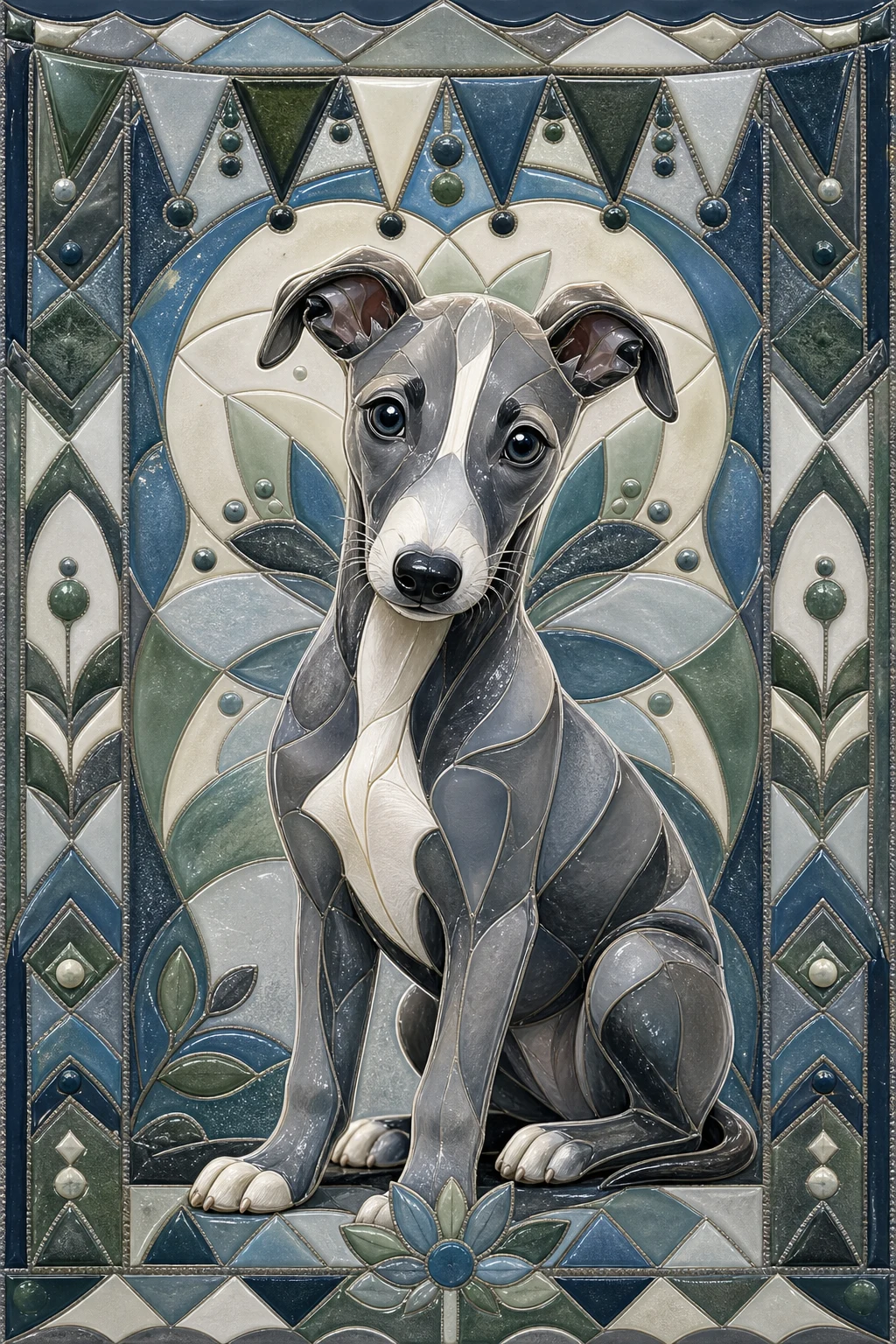 Luca the Greyhound — Glass Fusing pet portrait